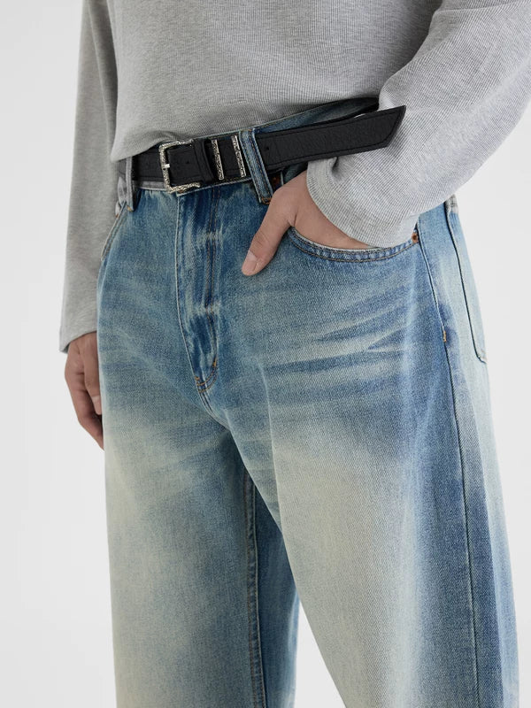 Retro Distressed Wide Leg Jeans