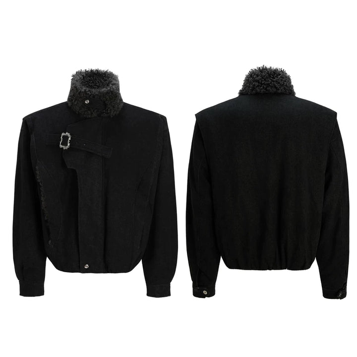 Stand Collar Fur Lined Winter Jacket