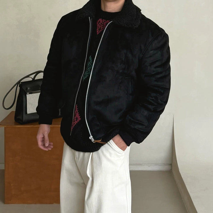 سترة طيران بقلنسوة من الفرو الصناعي 