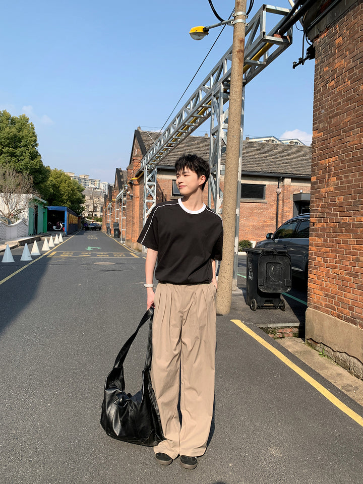 Elastic Waist Wide-Leg Casual Pants
