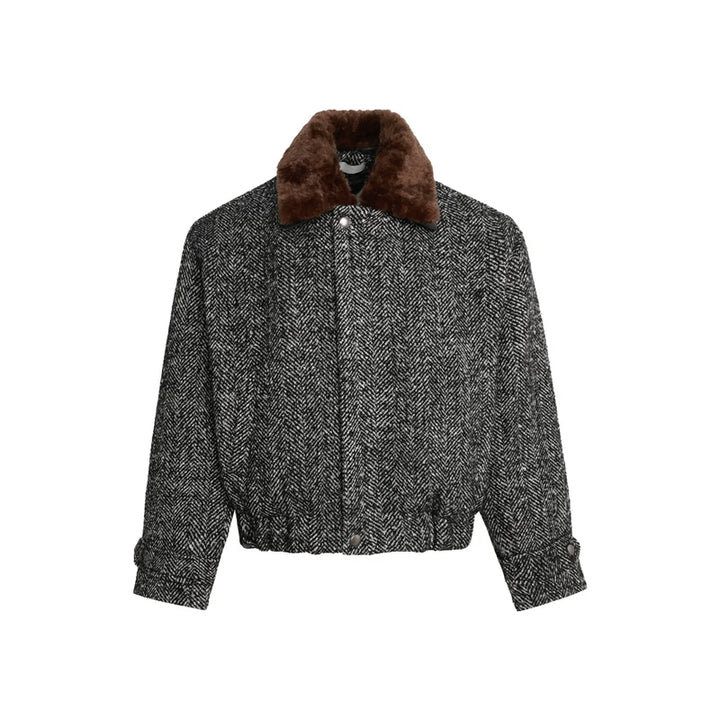 Fur Collar Quilted Wool Coat