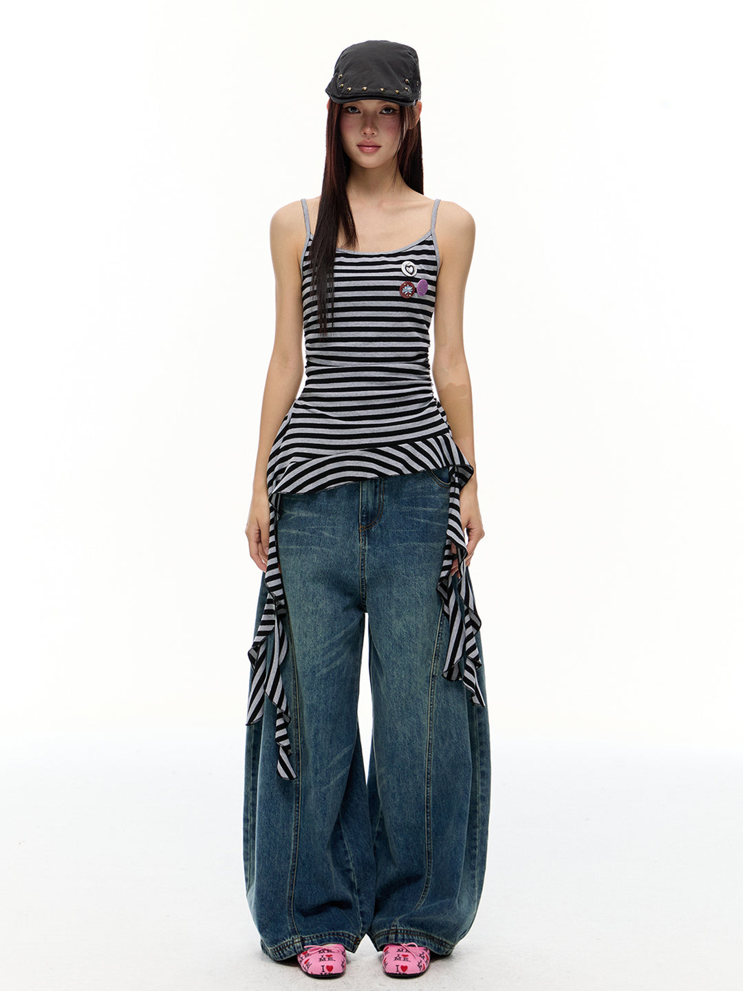 Weite Retro-Jeanshose 