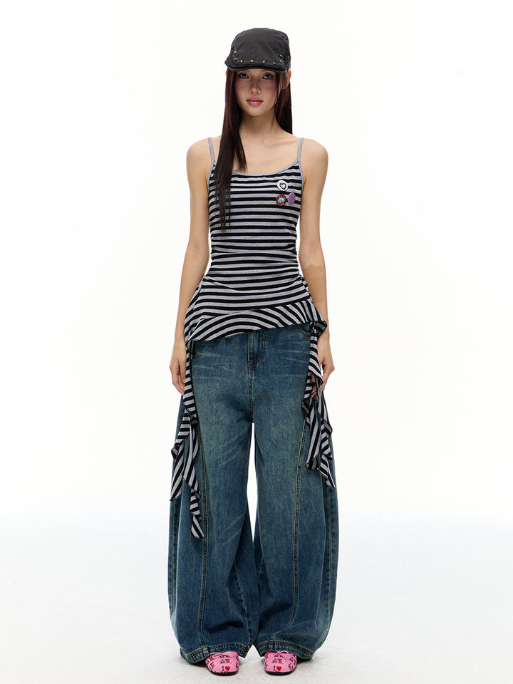 Weite Retro-Jeanshose 