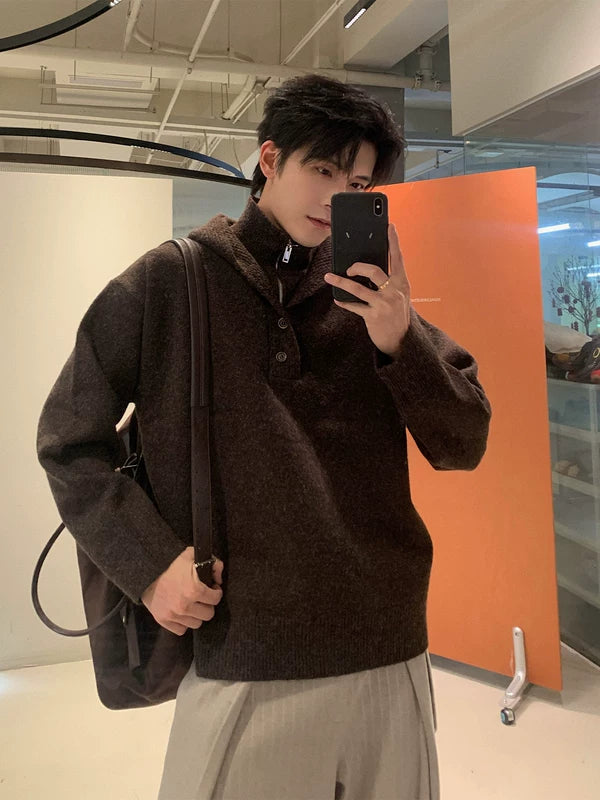 Hoge hals gebreide hoodie trui 