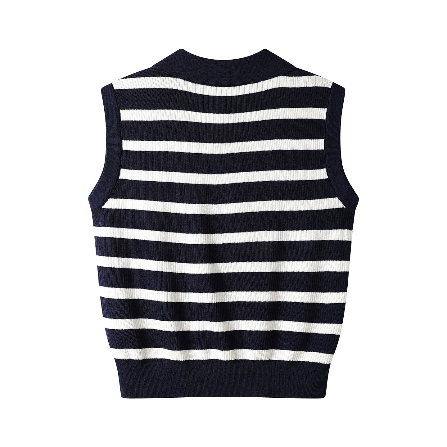 Colete de Tricô com Gola Polo Listrada 