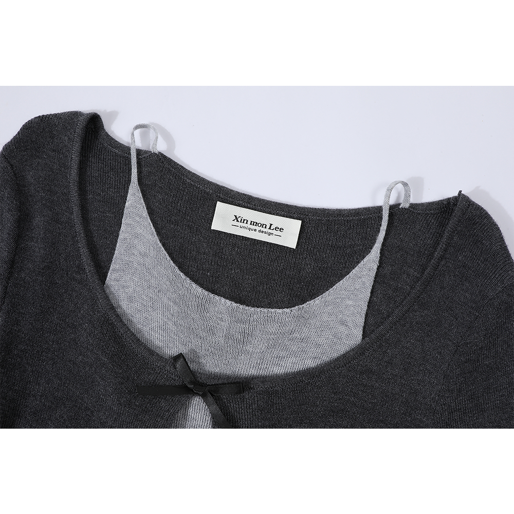 Bow Front Long Sleeve Knit Top