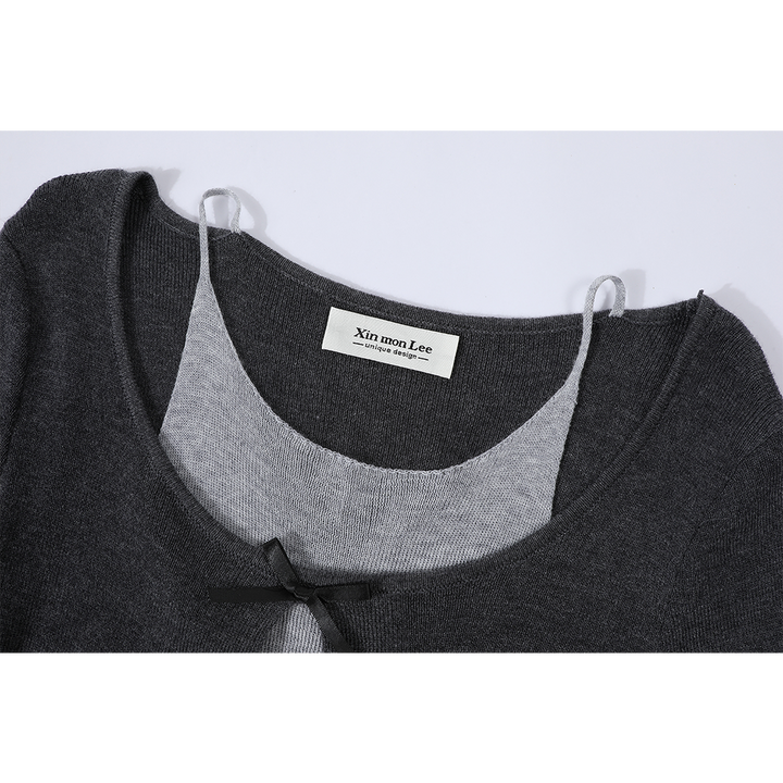 Bow Front Long Sleeve Knit Top