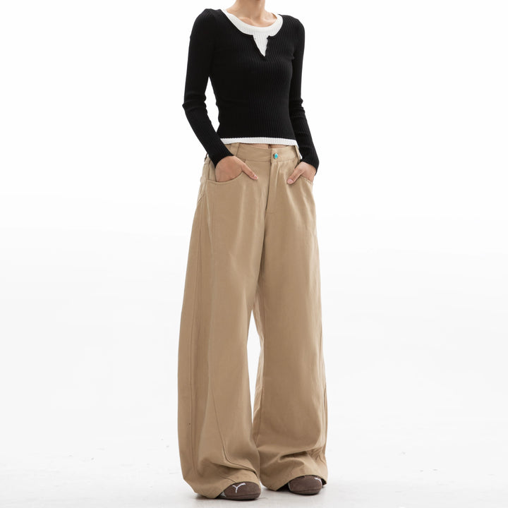 Casual Loose Straight-Leg Wide-Leg Pants