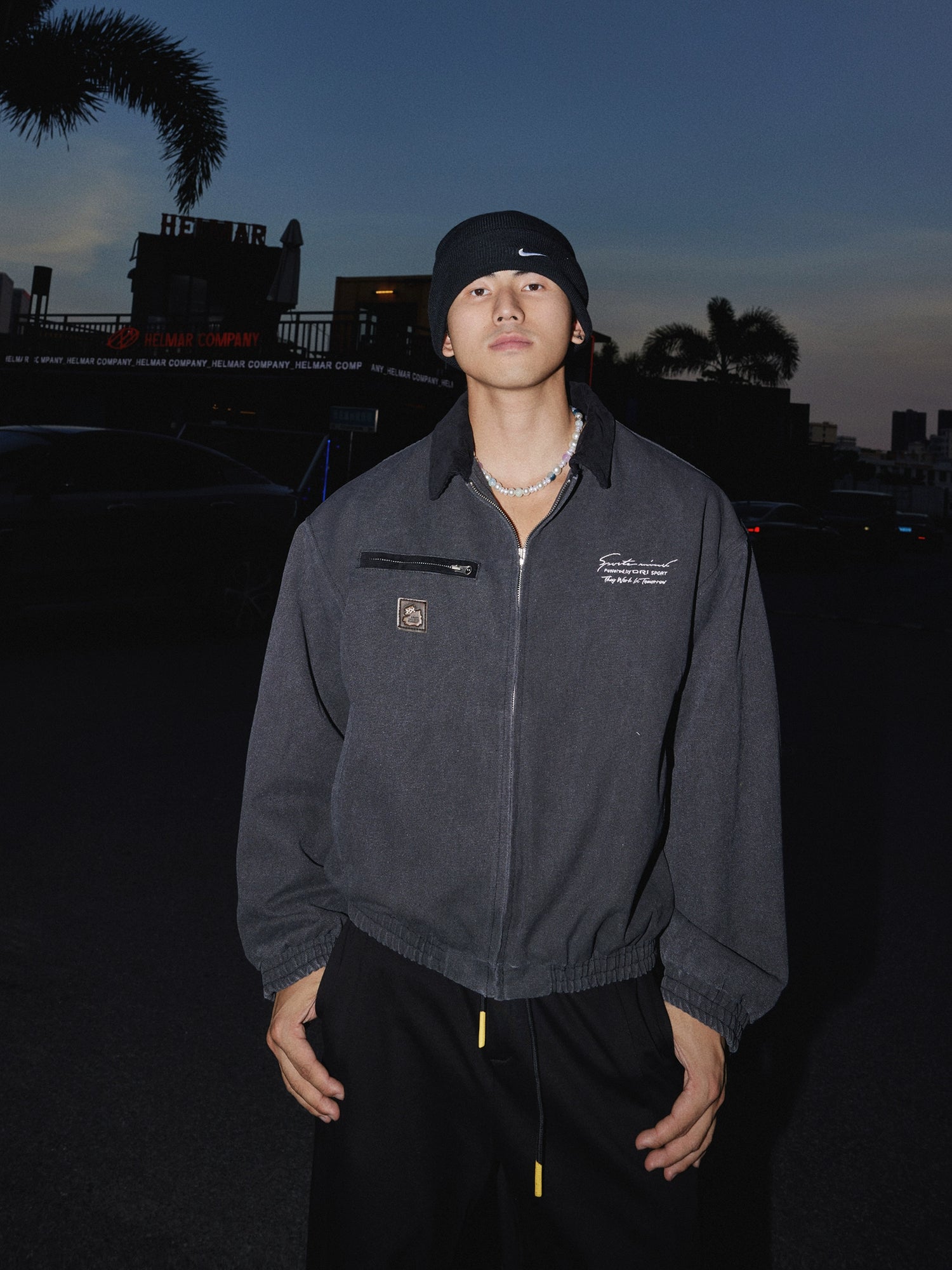 Ahşap Tarzı Yaka Fermuarlı Ceket 