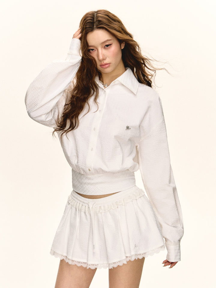 Retro Two-Piece Top and Skirt Set