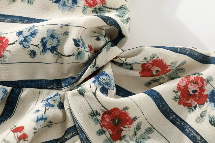 Floral Striped Sleeveless Blouse