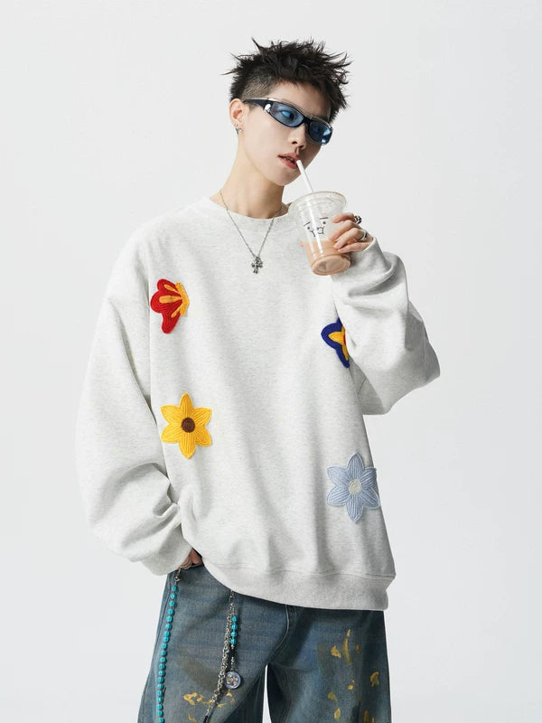 Floral Embroidered Crewneck Sweatshirt