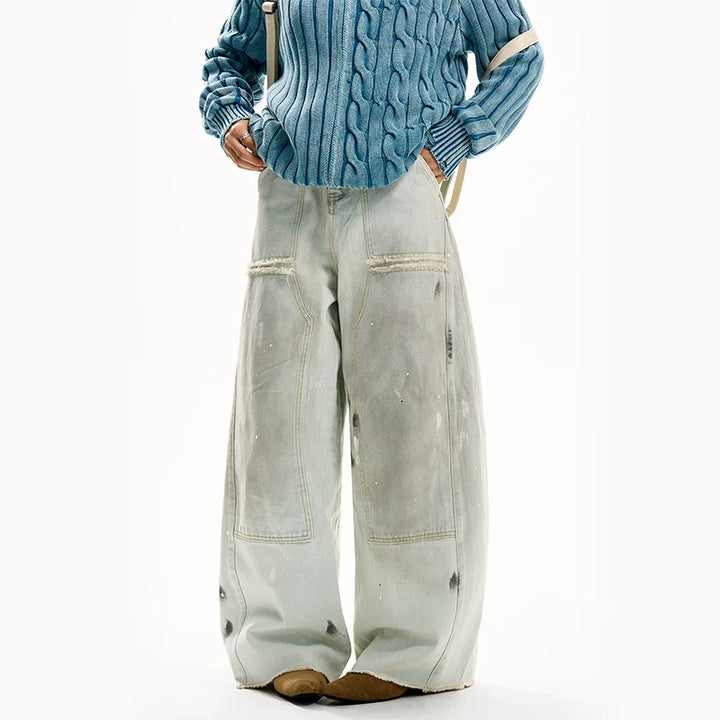 Jeans larges à jambes évasées de longueur solennelle 