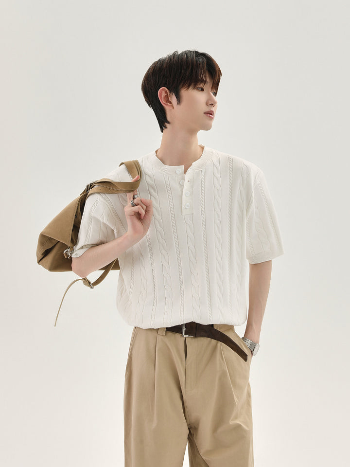 Knitted Short Sleeve Polo T-shirt