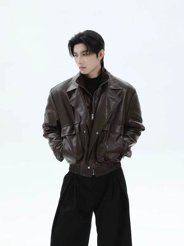 Увеличенная куртка-мотоциклетка из искусственной кожи 