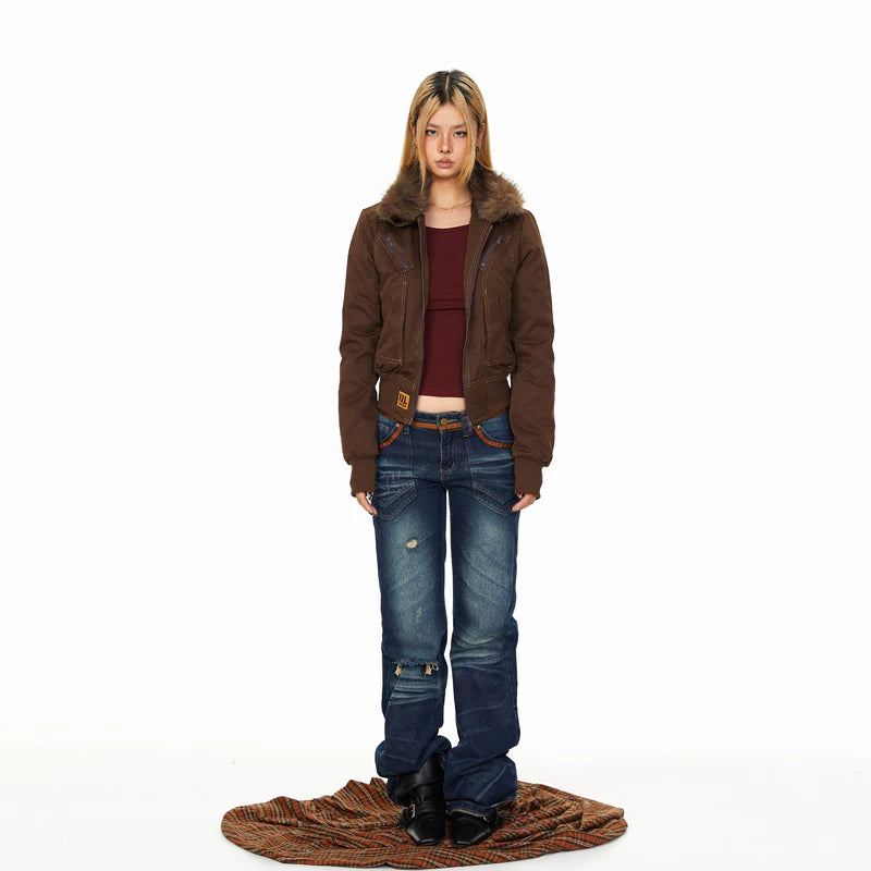 Detachable Collar Thick Short Jacket