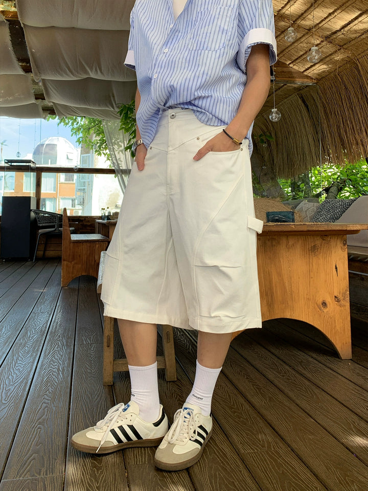 Pleated Loose Silhouette Cargo Shorts