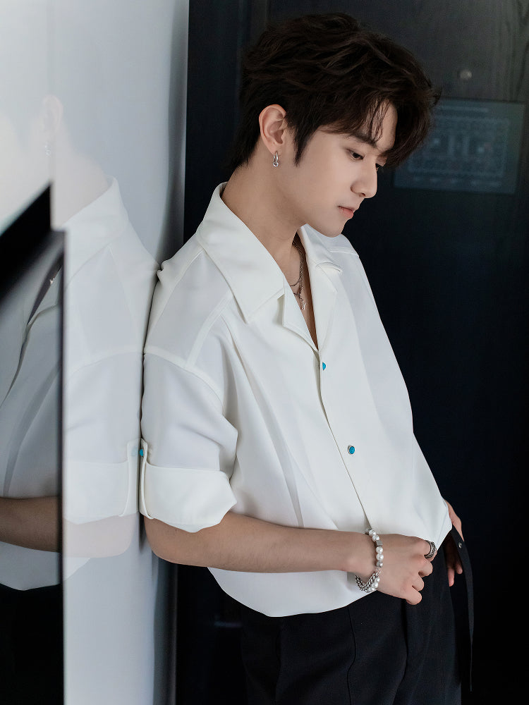 Short-Sleeve Suit Collar Casual Shirt