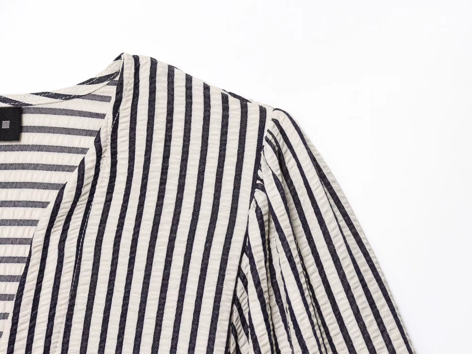 Striped V-Neck Bowknot Short Sleeve Blouse