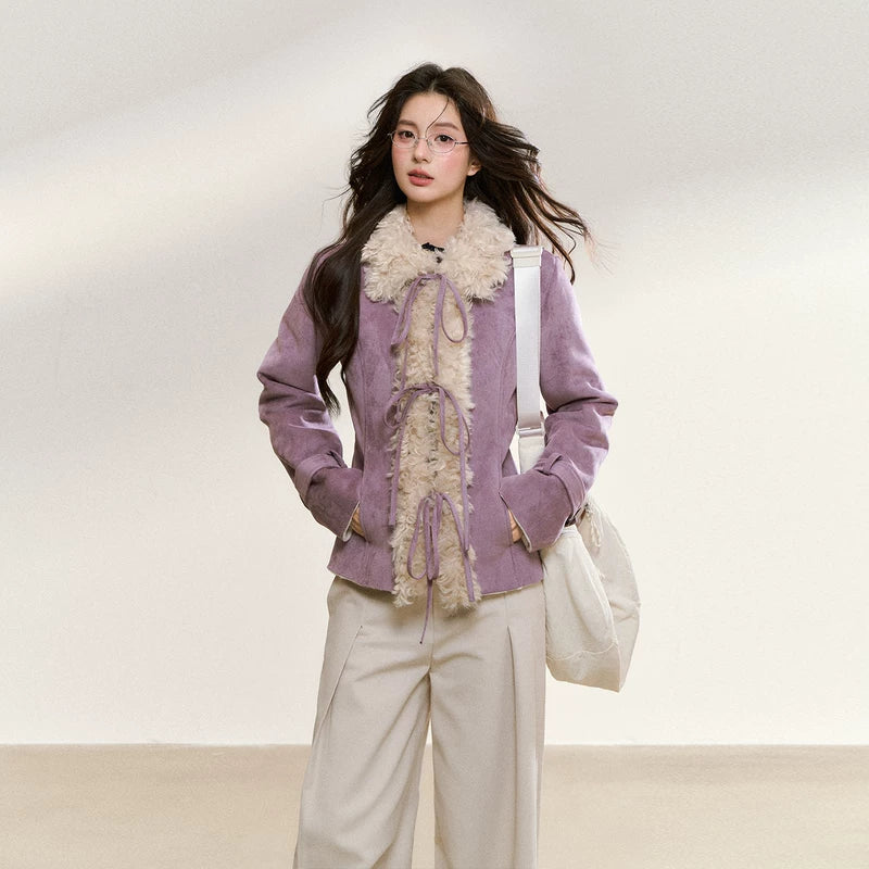 Slim Fit Short Jacket with Fur Collar