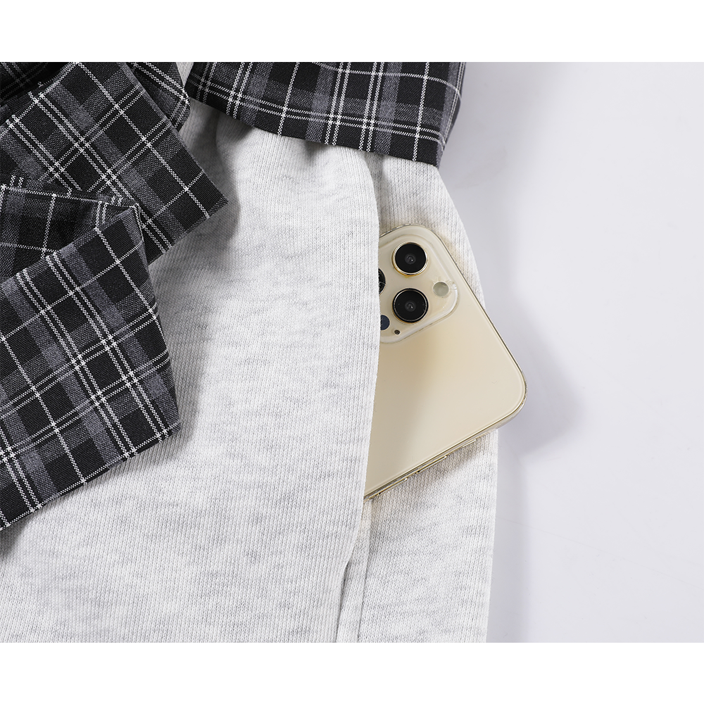 Wide-Leg Plaid Belt Casual Pants