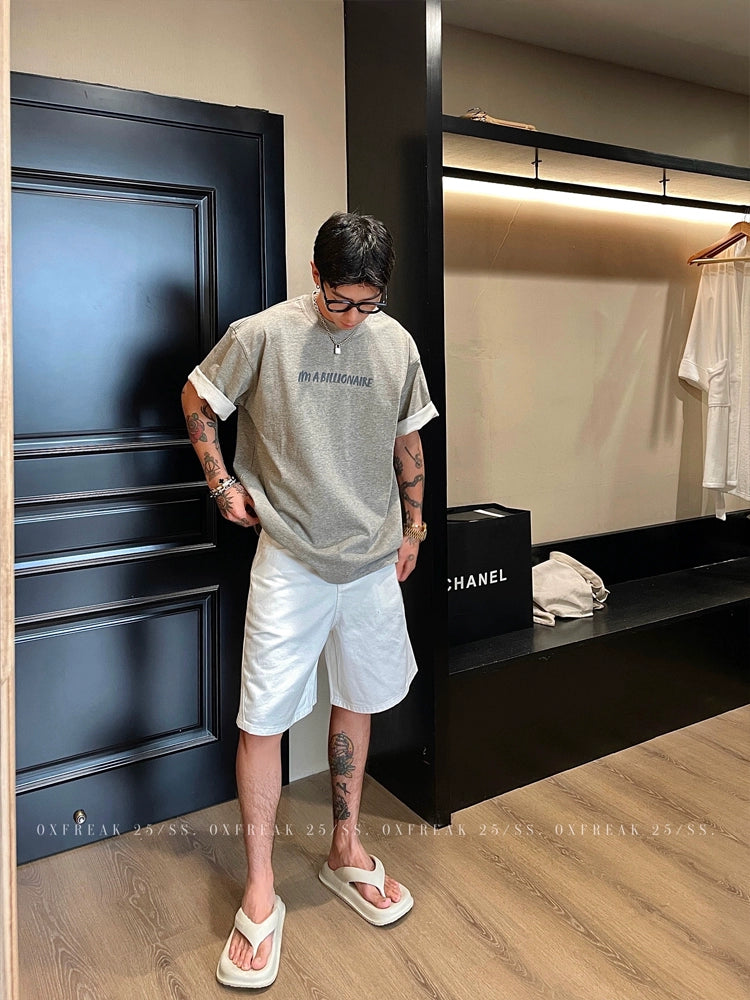 세탁된 코튼 루즈 스트레이트 데님 팬츠 