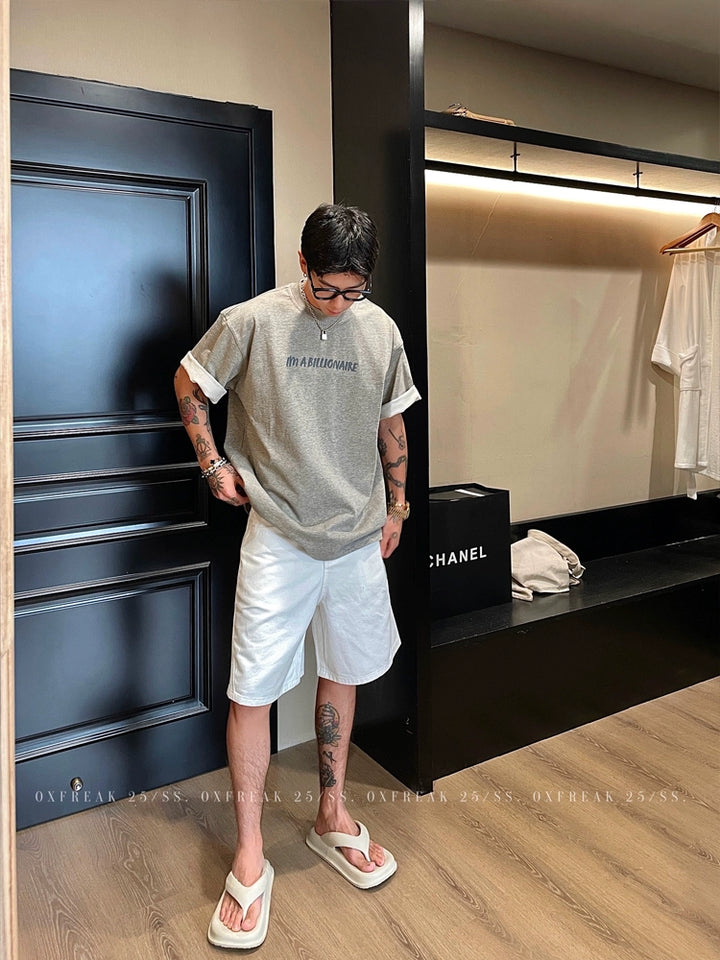 세탁된 코튼 루즈 스트레이트 데님 팬츠 