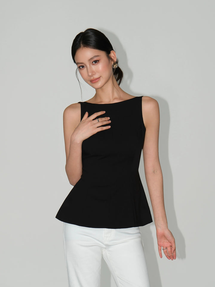 Bow Backless Sleeveless Peplum Tank