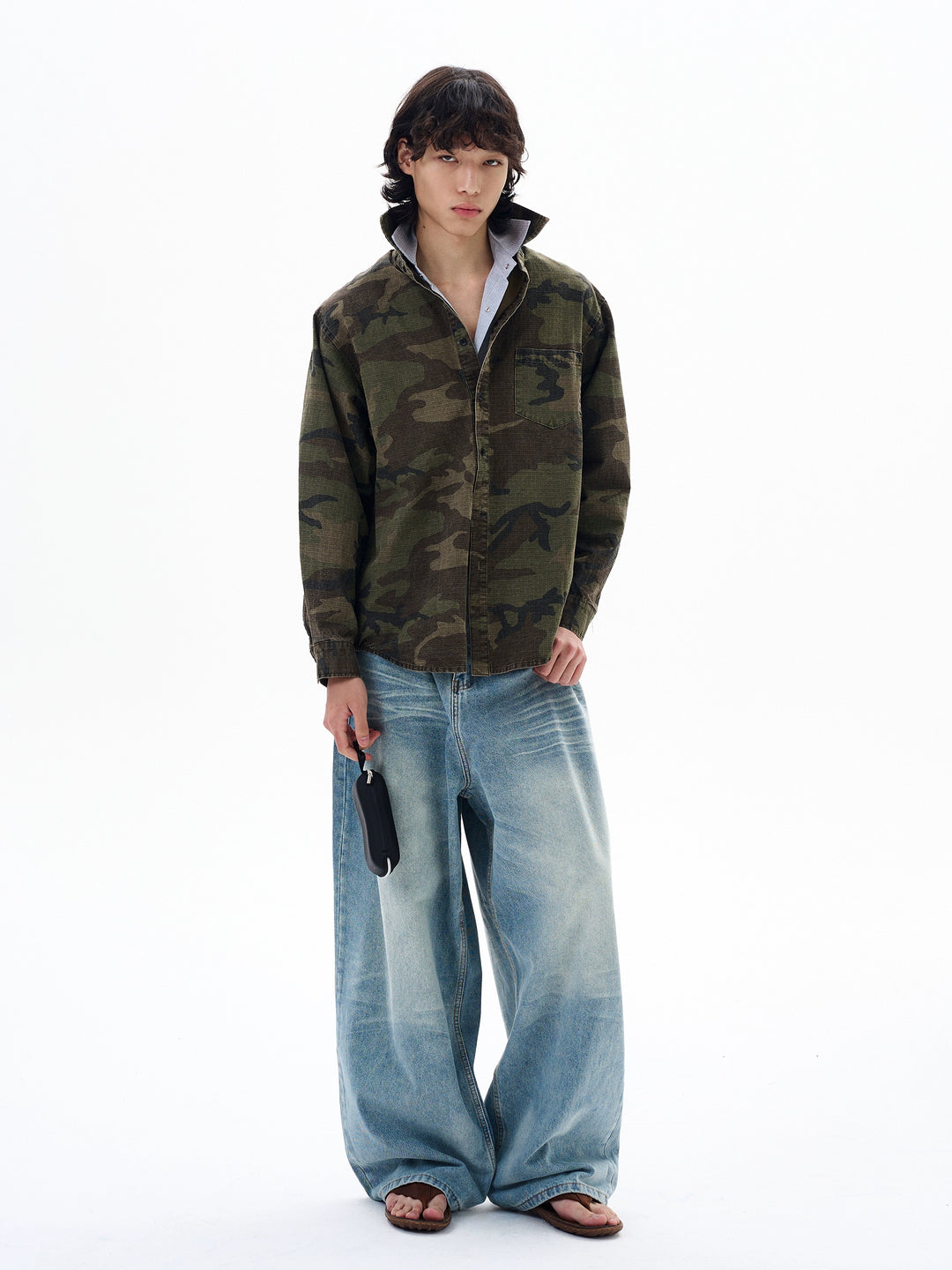 Camisa Jaqueta Botão em Camuflagem 