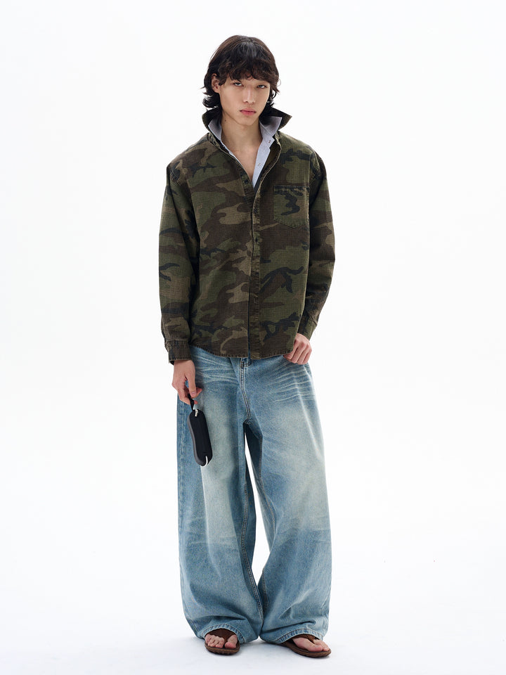 Camisa Jaqueta Botão em Camuflagem 