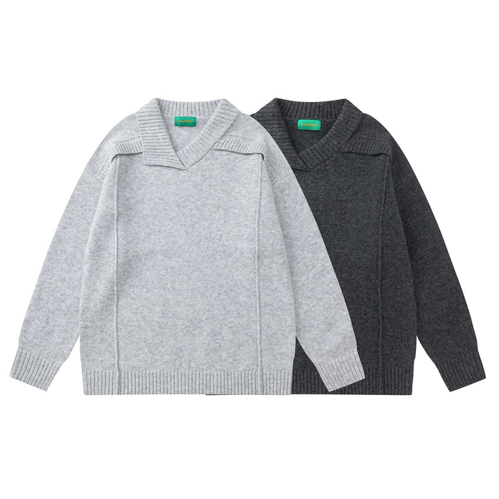 Irregular V-Neck Knit Sweater
