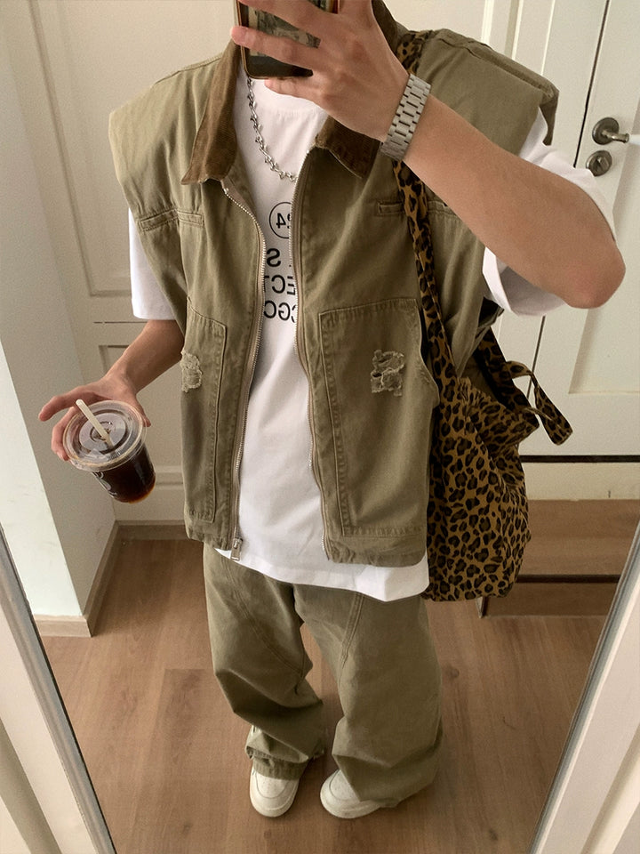 Sleeveless Denim Jacket & Jeans