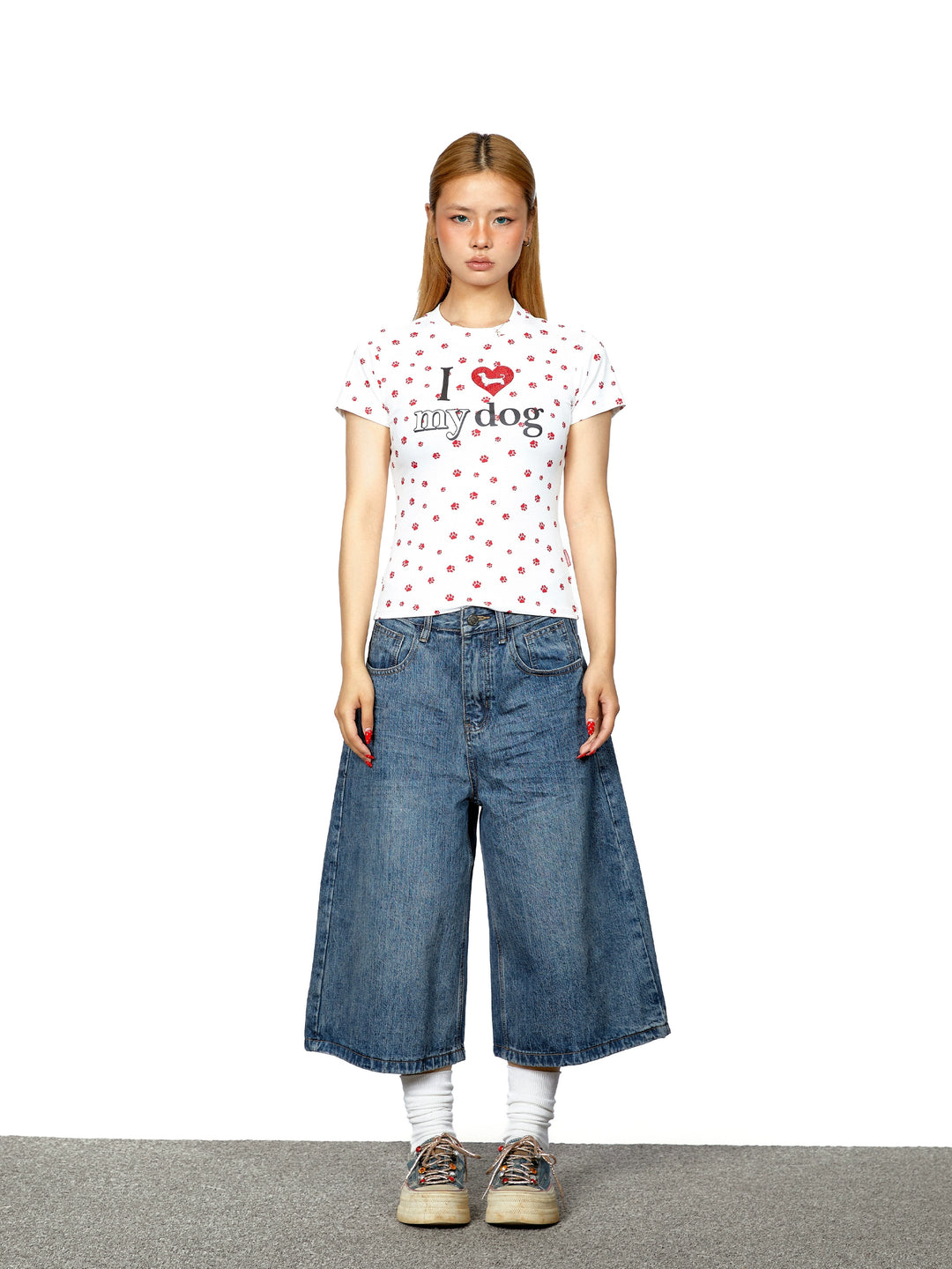Love Dog Print Slim Fit T-shirt