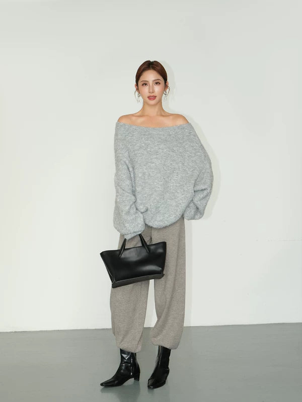 Pantaloni harem jogger con coulisse in maglia 