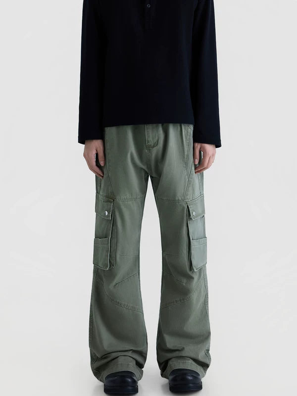 Vintage Flared Multi-Pocket Cargo Pants