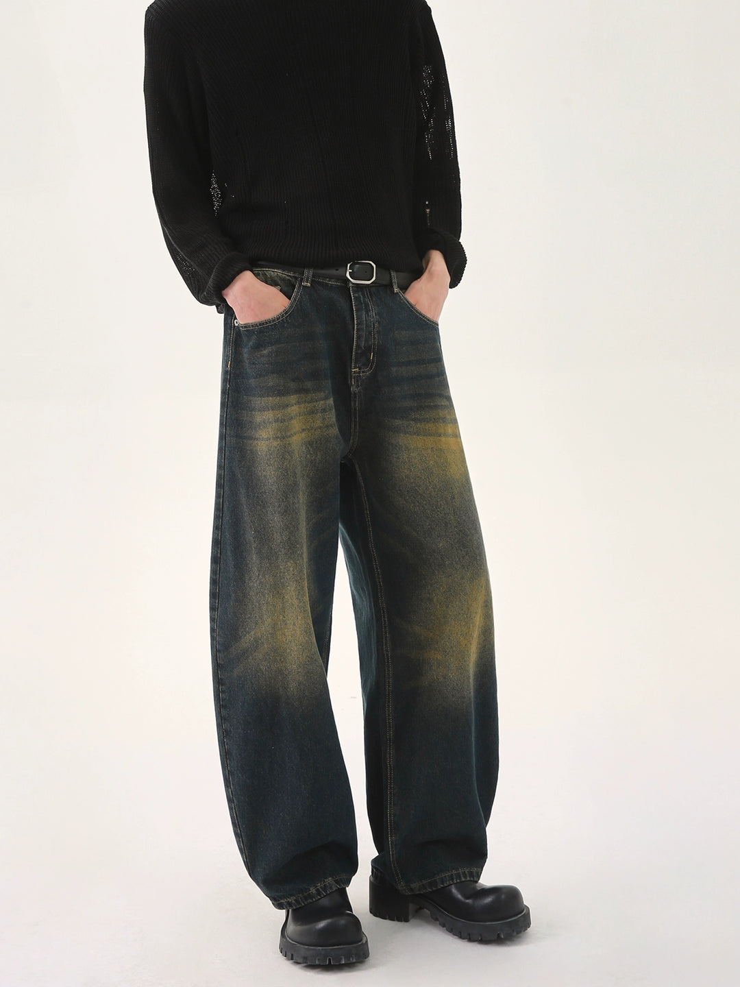 Lässige Jeans mit weitem Bein 