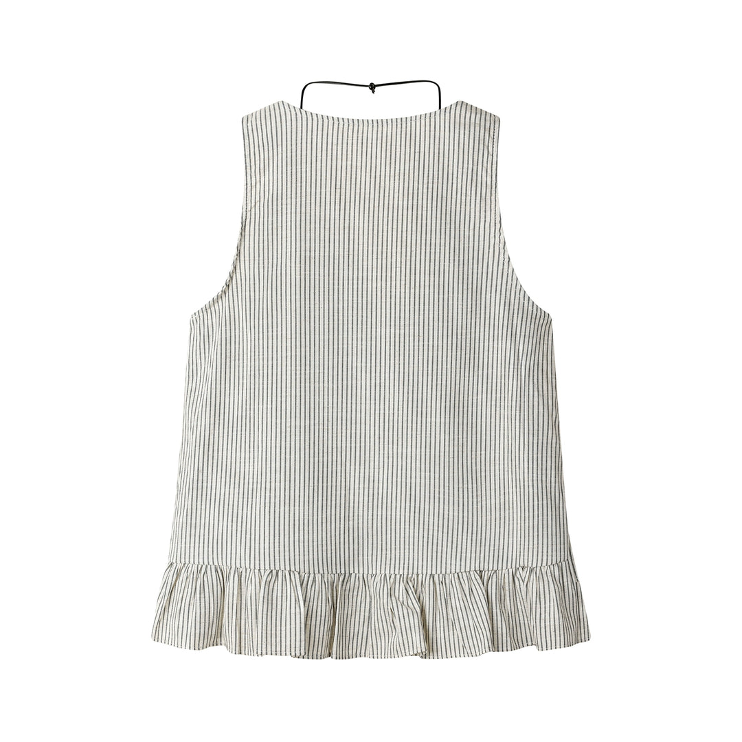 Top de Camisola com Decote em V Desfiado e Splicing 