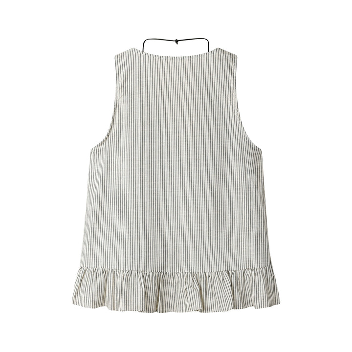 Top de Camisola com Decote em V Desfiado e Splicing 