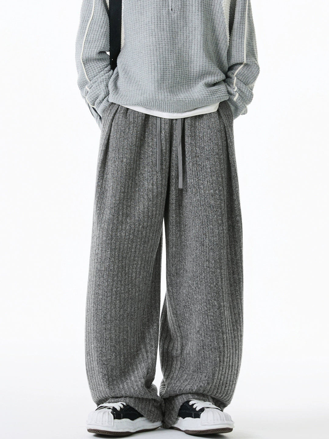 Pantalones casuales de pierna ancha con pliegues retro 