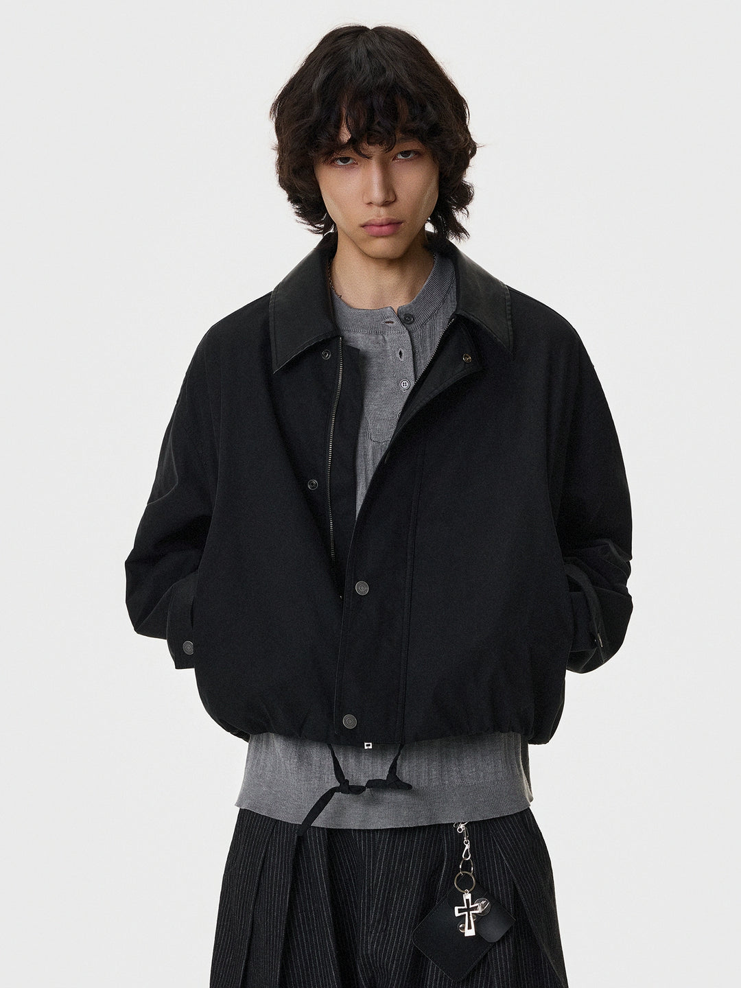 Suede Lapel Cropped Work Jacket