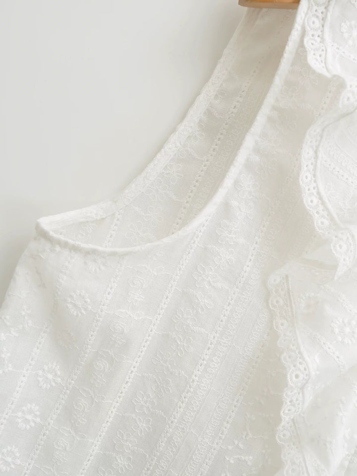 Chemise sans manches en broderie à volants superposés 