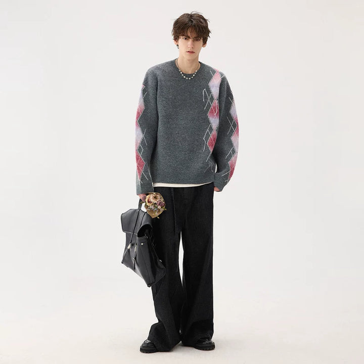 Gradient Diamond Pattern Sweater