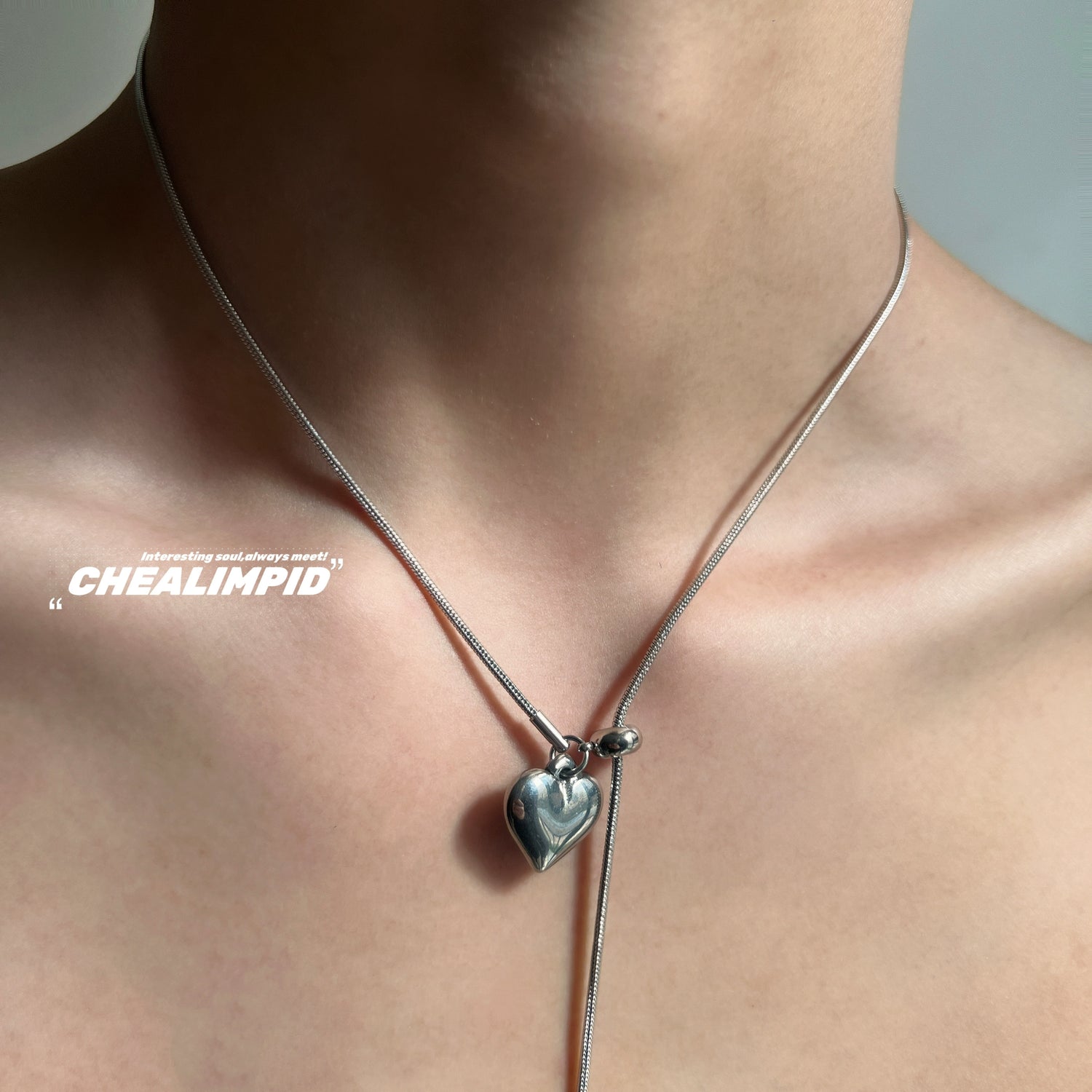 Heart Pendant Titanium Steel Clavicle Necklace