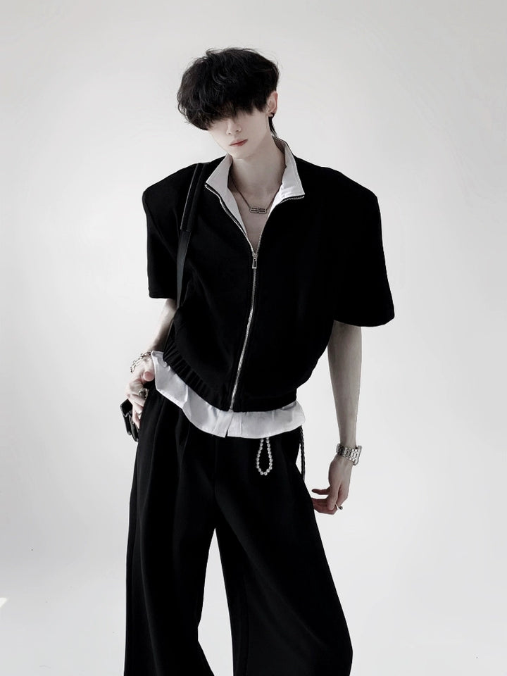 Shoulder Pad Short Sleeve Jacket