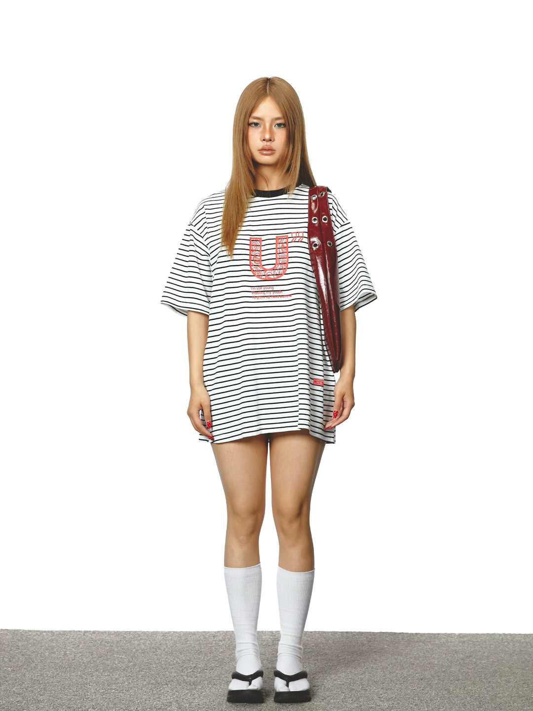 Striped Graphic Print Loose Fit T-shirt