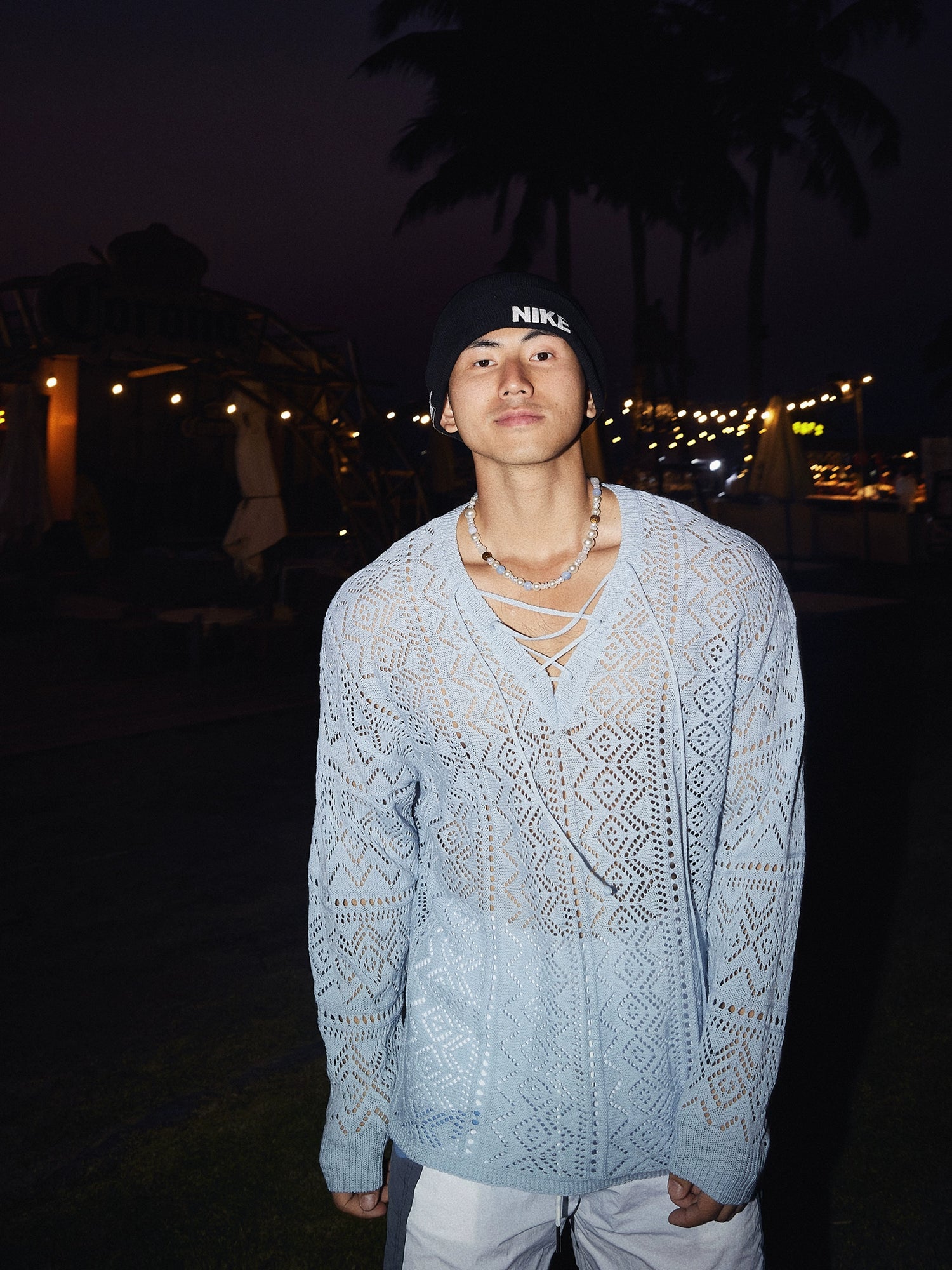 Bohemian Knit Hollow Lace-up Sweater