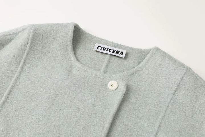 מעיל צמר באורך בינוני בסגנון רטרו עם חיתוך רפוי 