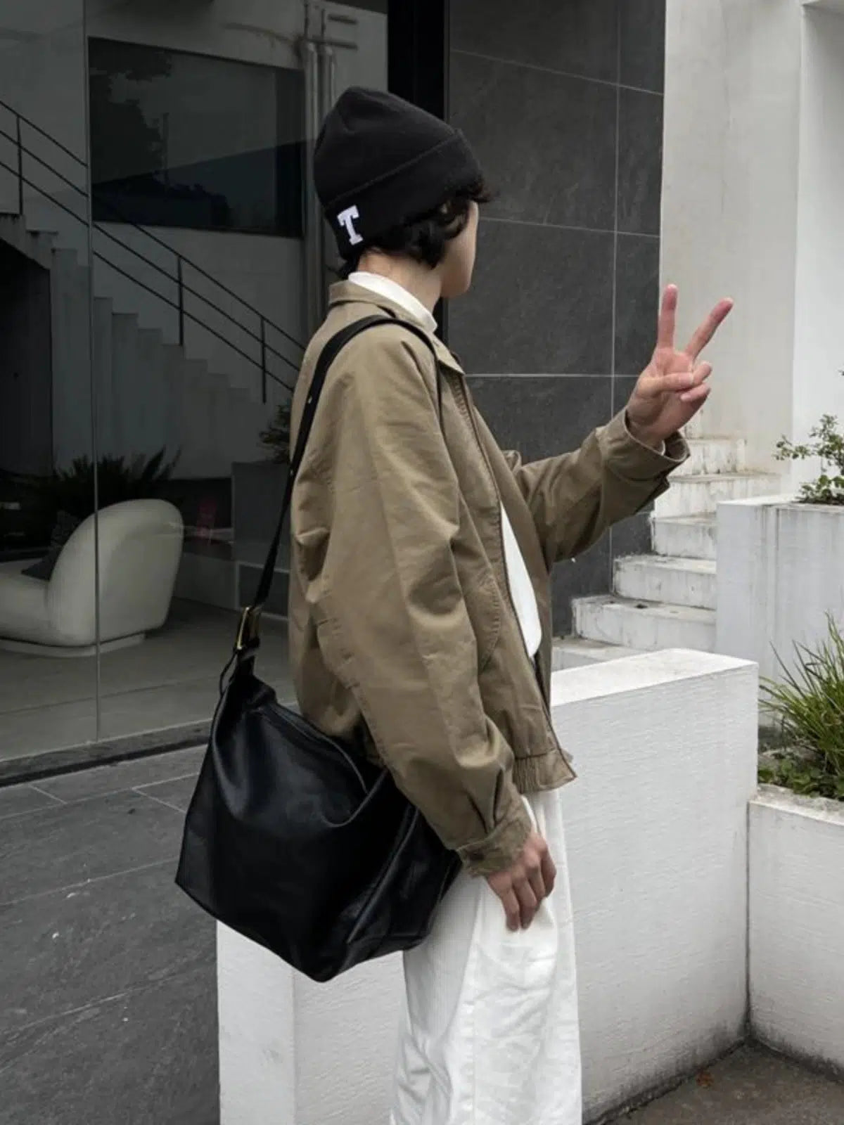 Black Leather Crossbody Shoulder Bag