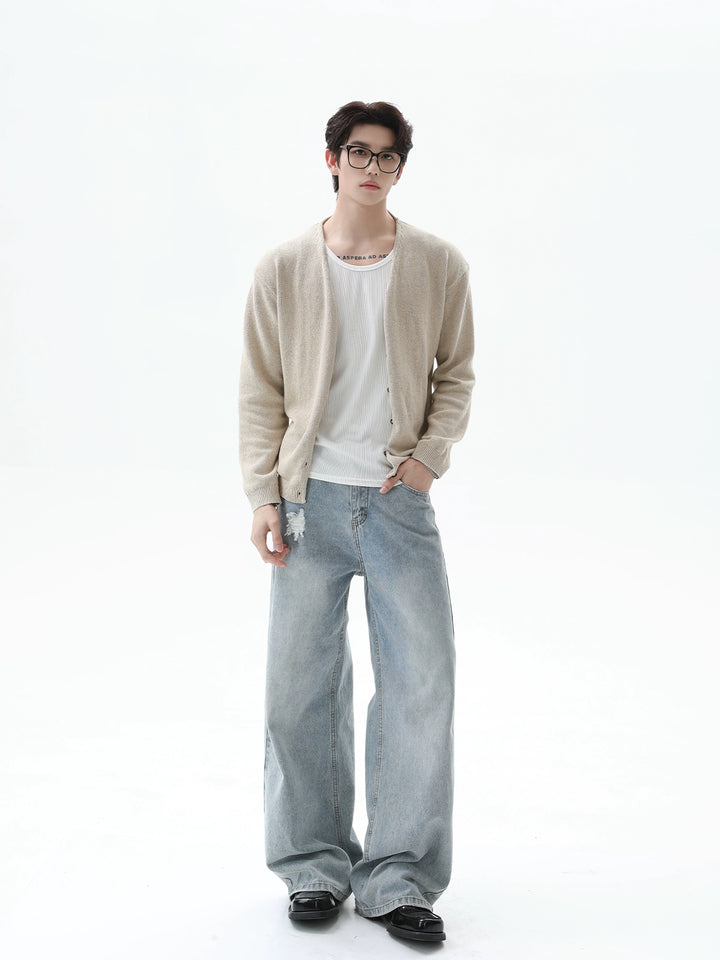 Linen Knit V-Neck Cardigan