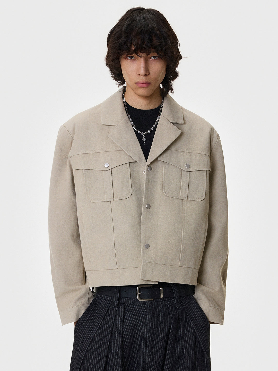 Heavy Washed Canvas Cropped Workwear Jacket